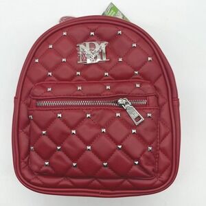 Badgley Mischka Red Mini Studded Vegan Leather Backpack $99 NWT
